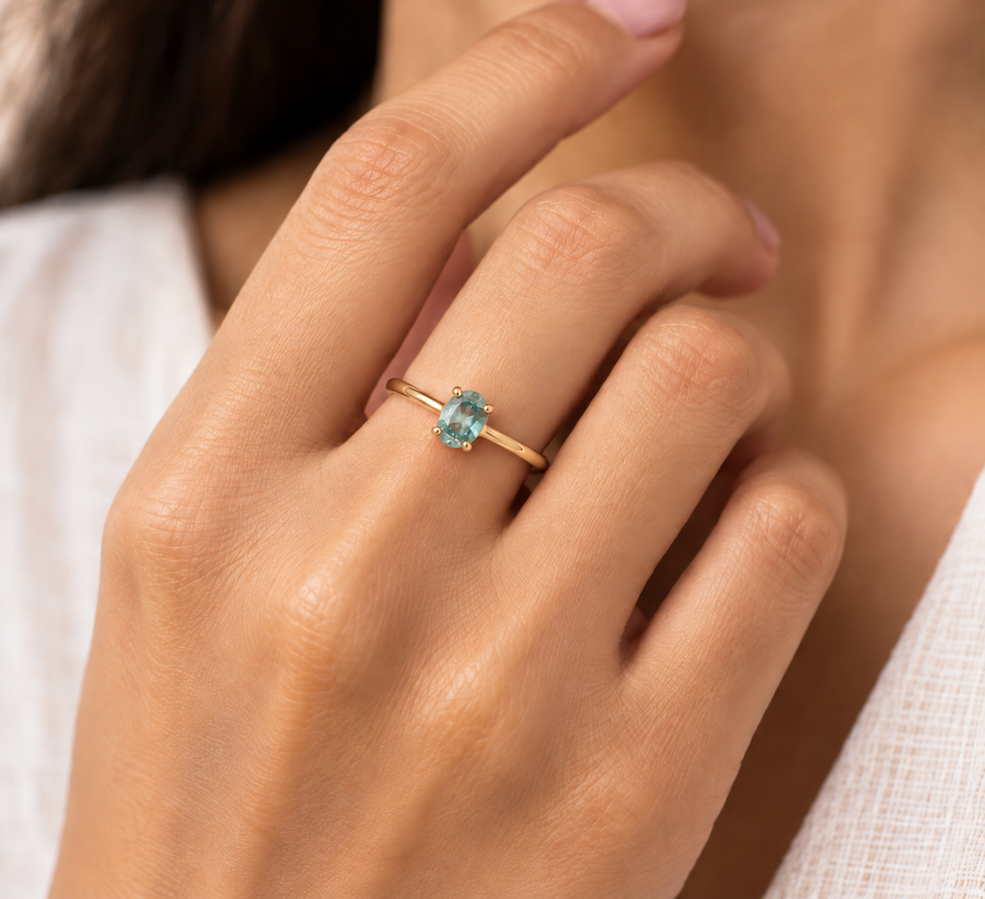 Model wearing Emerald Bloom Ring