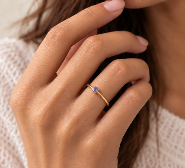 Model wearing Tanzanite Glow Ring