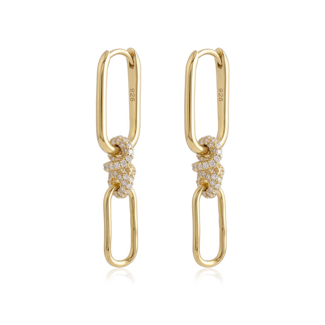Pavé Knot Link Drop Earrings