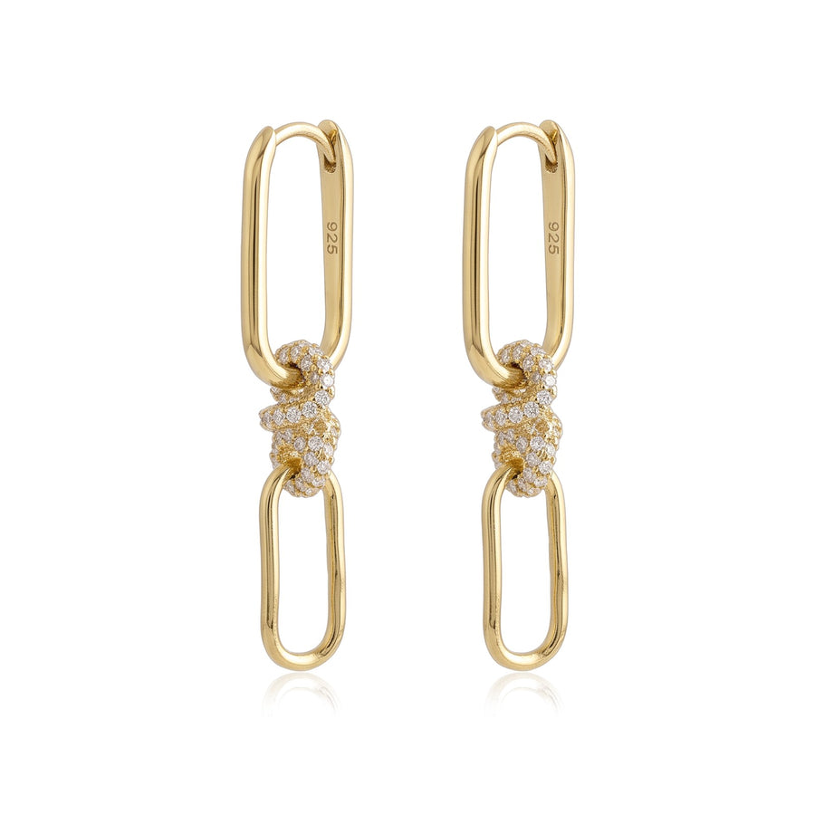 Pavé Knot Link Drop Earrings