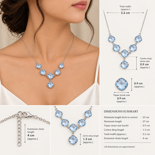 Sky Blue Topaz Cascade Necklace