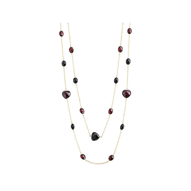 Garnet & Onyx Double-Layer Necklace