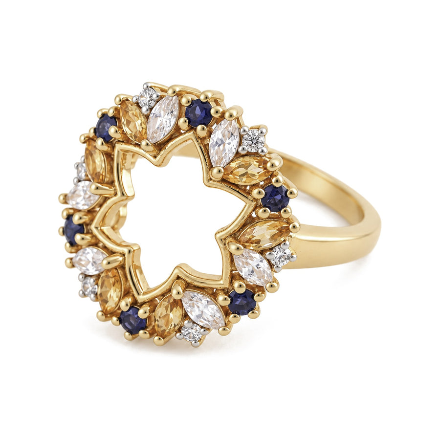 Citrine & Iolite Floral Halo Ring - view 3